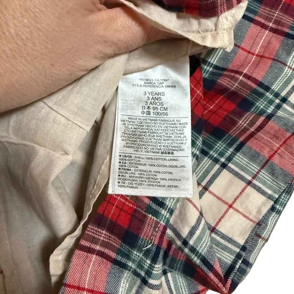 Gap Toddler Plaid Long Sleeve Dress Lined Zipper Pockets- Size 3T